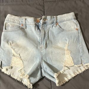 Kendall & Kylie Light Wash Distressed Denim Cutoff Shorts